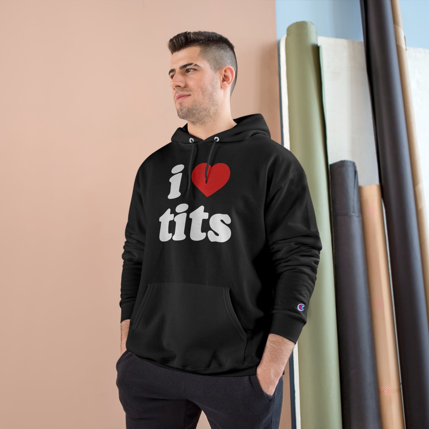 I Love Tits Champion Hoodie